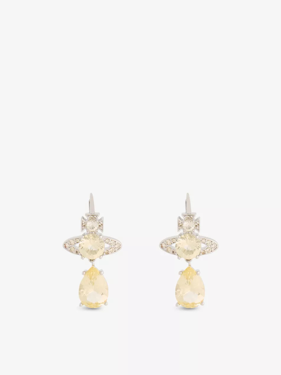 Ismene Drop crystal-embellished brass earrings | Selfridges