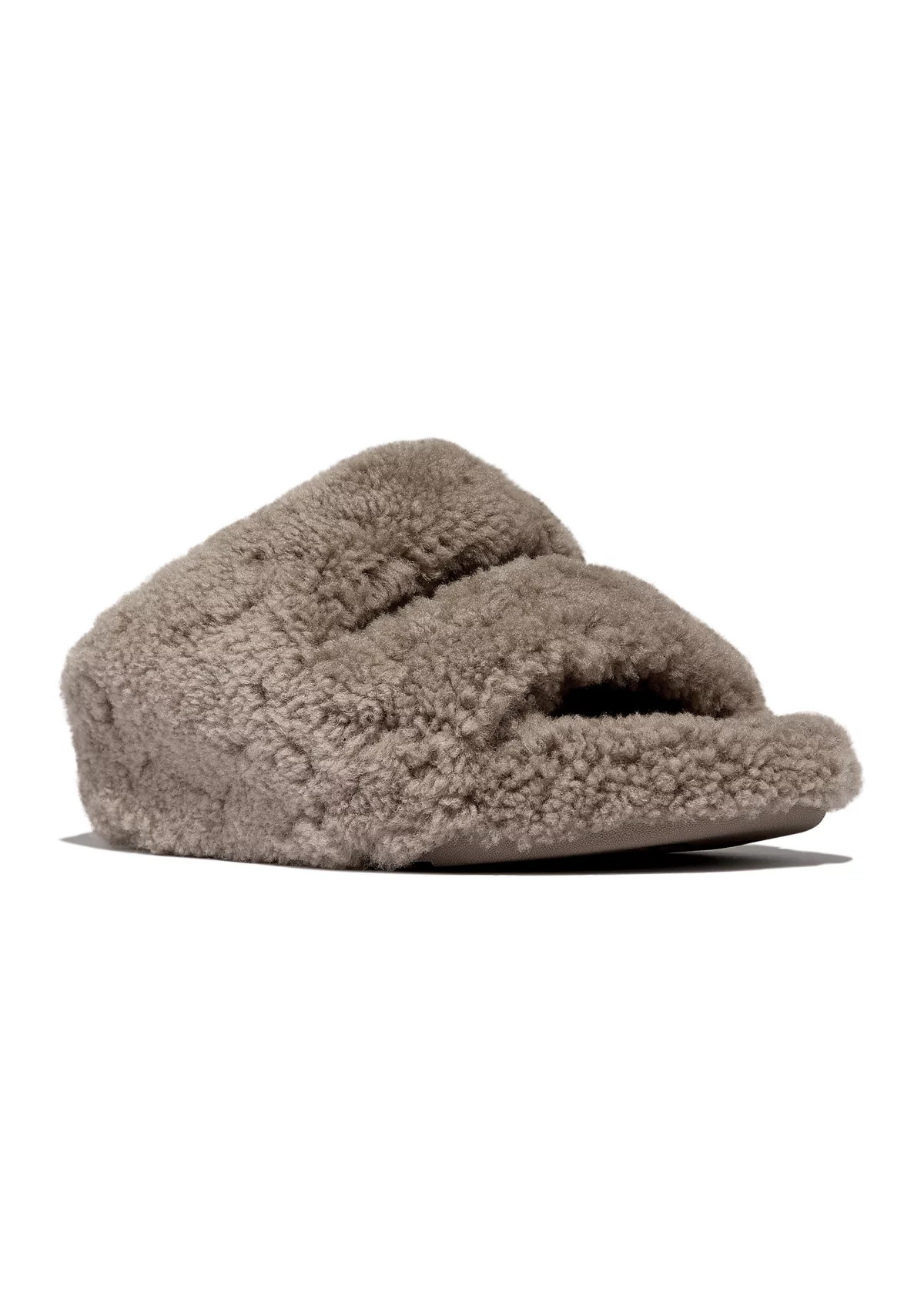 FitFlopShuv Curly-Shearling Two-Bar Slide Sandals | Belk
