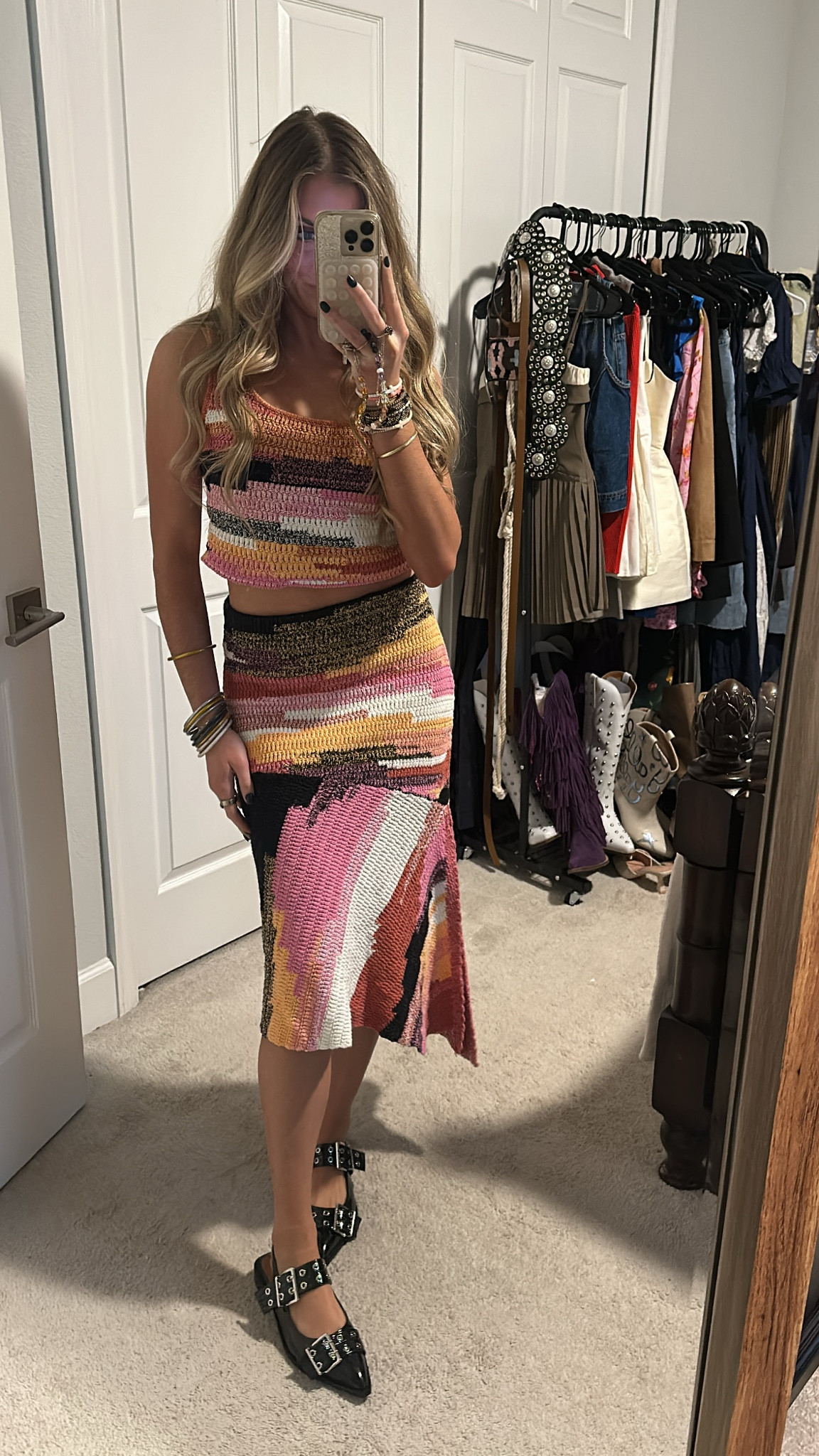 A.L.C. Brayden Crochet Scoop-Neck Tank. A.L.C. Nova Womens Colorblock Knit Midi Skirt. Rent the runway code SLOANERTR. Amazon Women's Comfort Flat Shoes with Wide Buckle Detail Fashionable Flat Sandals Black Patent 

#LTKShoeCrush #LTKStyleTip #LTKSeasonal