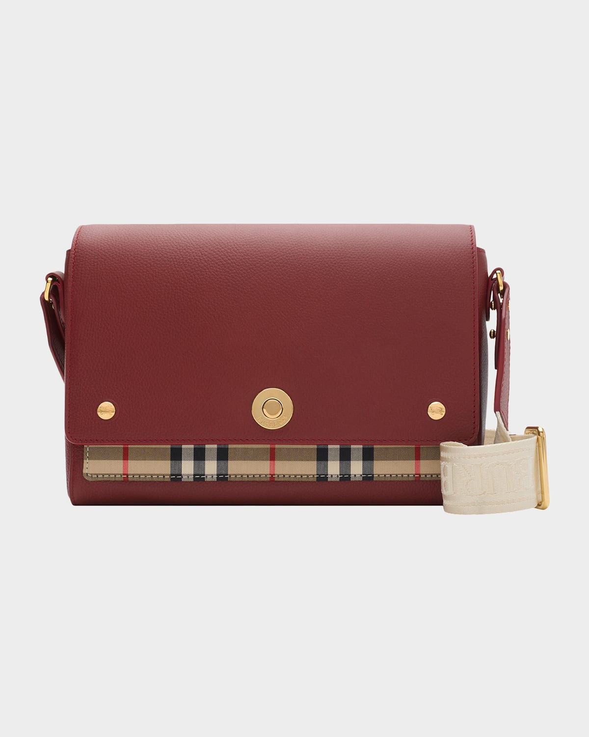 Note Leather & Check Crossbody Bag | Neiman Marcus