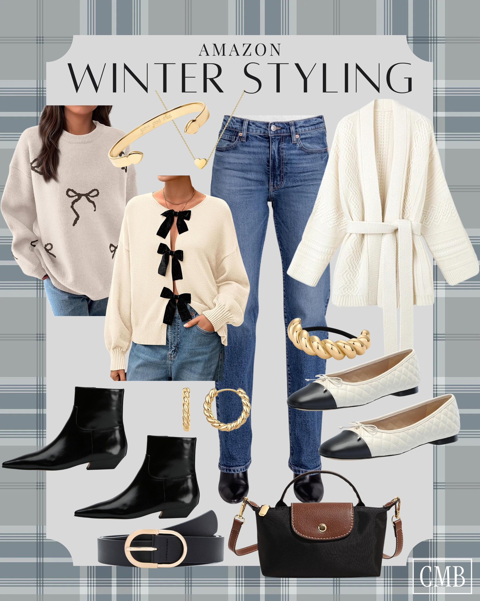 ✨ Effortless winter styling from Amazon.
Sweet bows, classic denim, and polished layers — these are the easy pieces that make winter outfits feel elevated without trying too hard. Mix, match, and make them your own.🤍

#AmazonFashion #WinterOutfits #ColdWeatherStyle #AmazonFinds #LTKStyle #ChrissyMarieBlog 

 #LTKHoliday #LTKSeasonal #LTKFindsUnder50