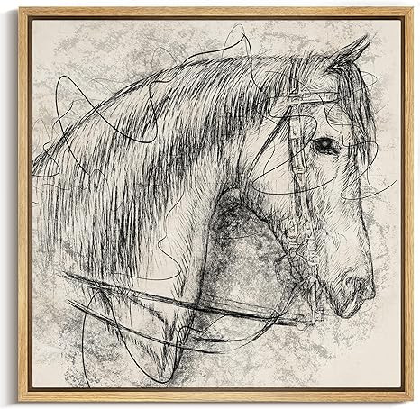 MUDECOR Framed Canvas Print Wall Art Classic Equine Beauty Charcoal Sketch Horse Portrait Illustr... | Amazon (US)