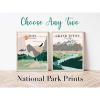 National Park Prints, Minimalist Travel Art, Set Of 2 | Etsy (US)