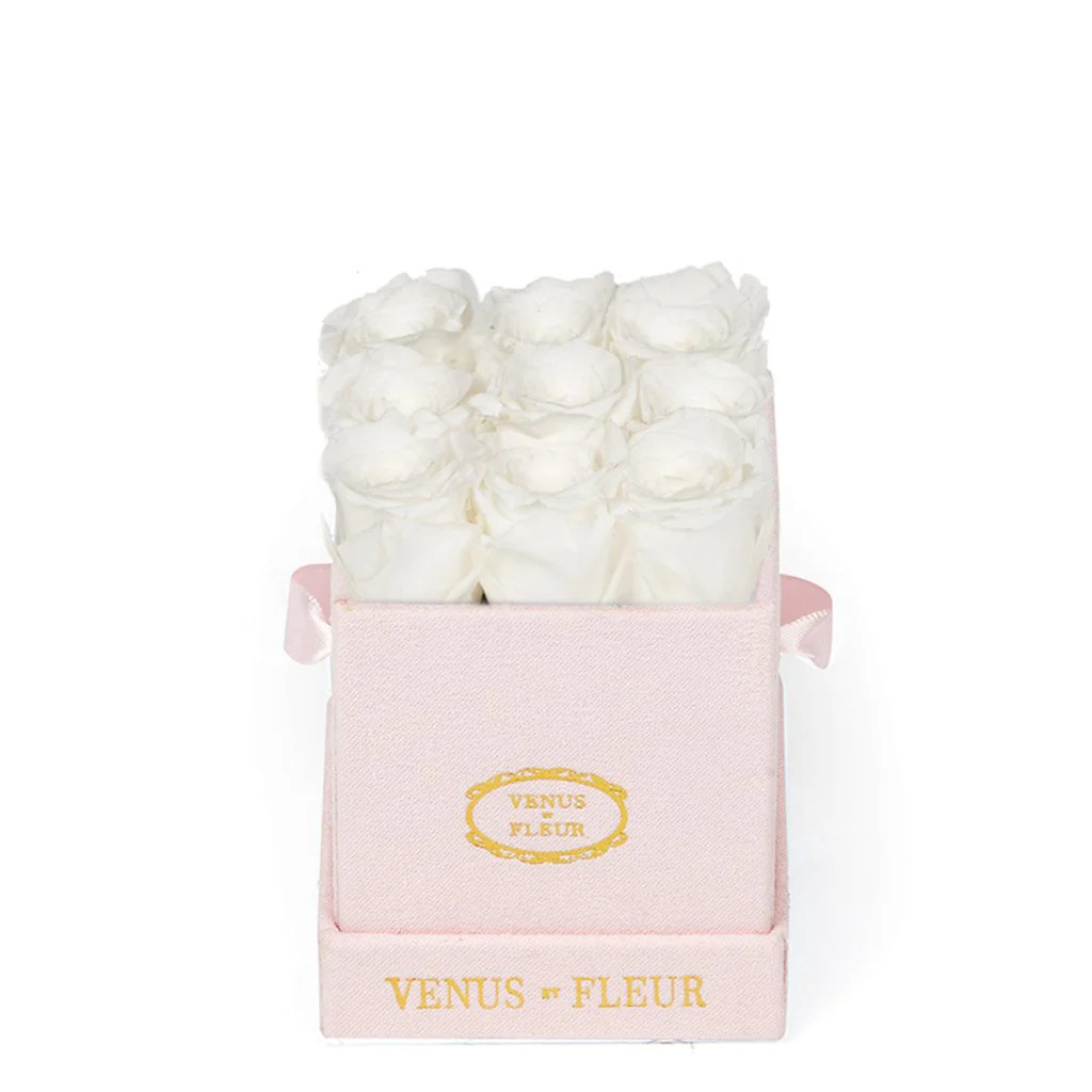 Le Mini Square - Blush Suede with Eternity Roses | Venus ET Fleur