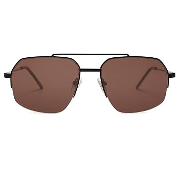 SOJOS Trendy Aviator Sunglasses Mens Womens Retro Double Bridge Metal Frame Semi-Rimless Shades S... | Amazon (US)