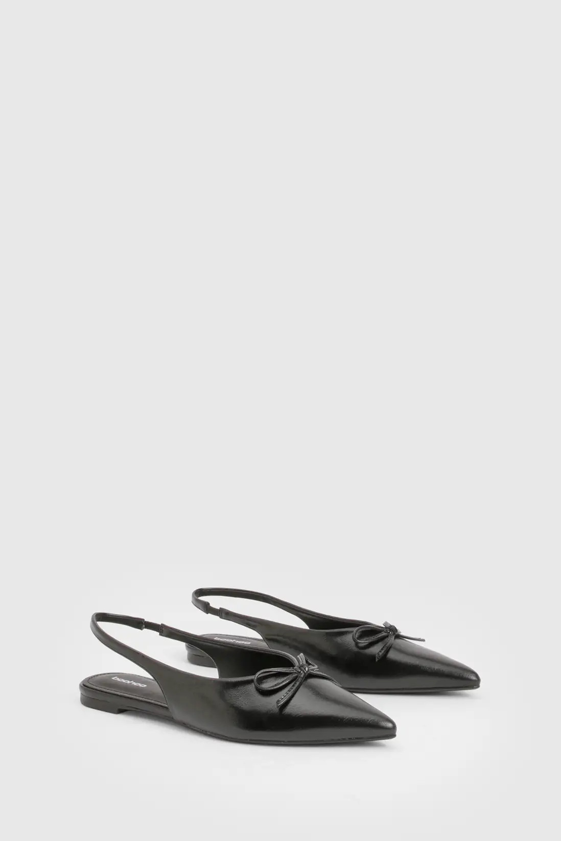 Black Bow Detail Pointed Slingback Flats | Boohoo | Boohoo.com (UK & IE)