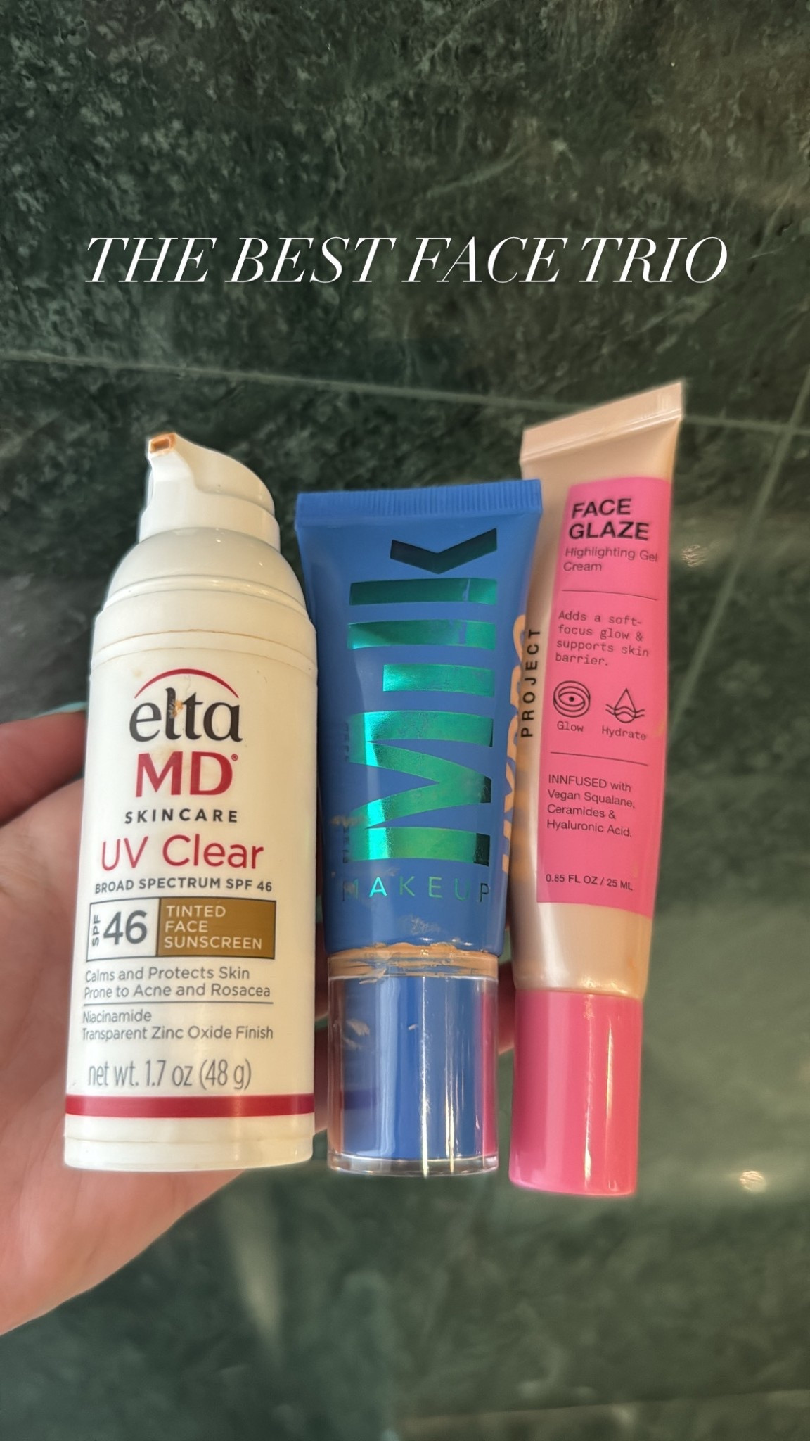 The best face trio for a summer glow ! 

EltaMD SPF | EltaMD UV Clear | EltaMD sunscreen review | best sunscreen | Milk Makeup Skin Tint |  | dewy skin tint | clean skin tint | INNBeauty Project | INNBeauty Face Glaze | INNBeauty review | dewy glowy primer | glowy skin must haves | summer beauty routine | everyday no makeup makeup

#LTKSummerEdit #LTKBeauty