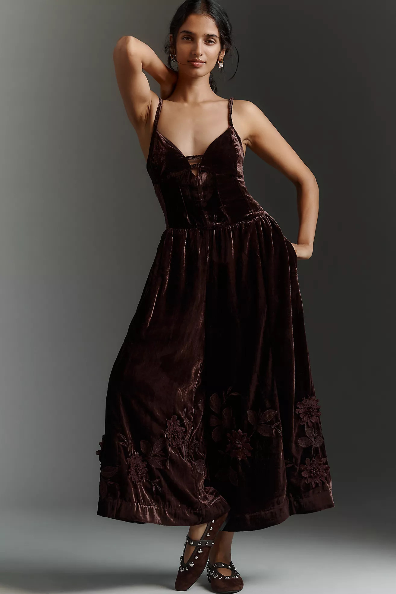 By Anthropologie 3D Floral Velvet Jumpsuit | Anthropologie (US)