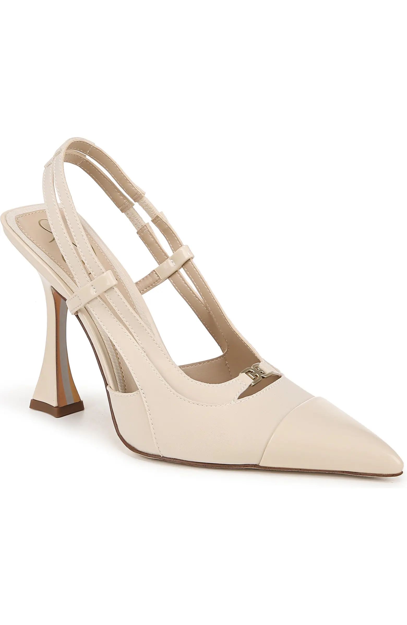 A pointy cap toe and flared heel balance a striking pump fashioned with elasticized slingback str... | Nordstrom