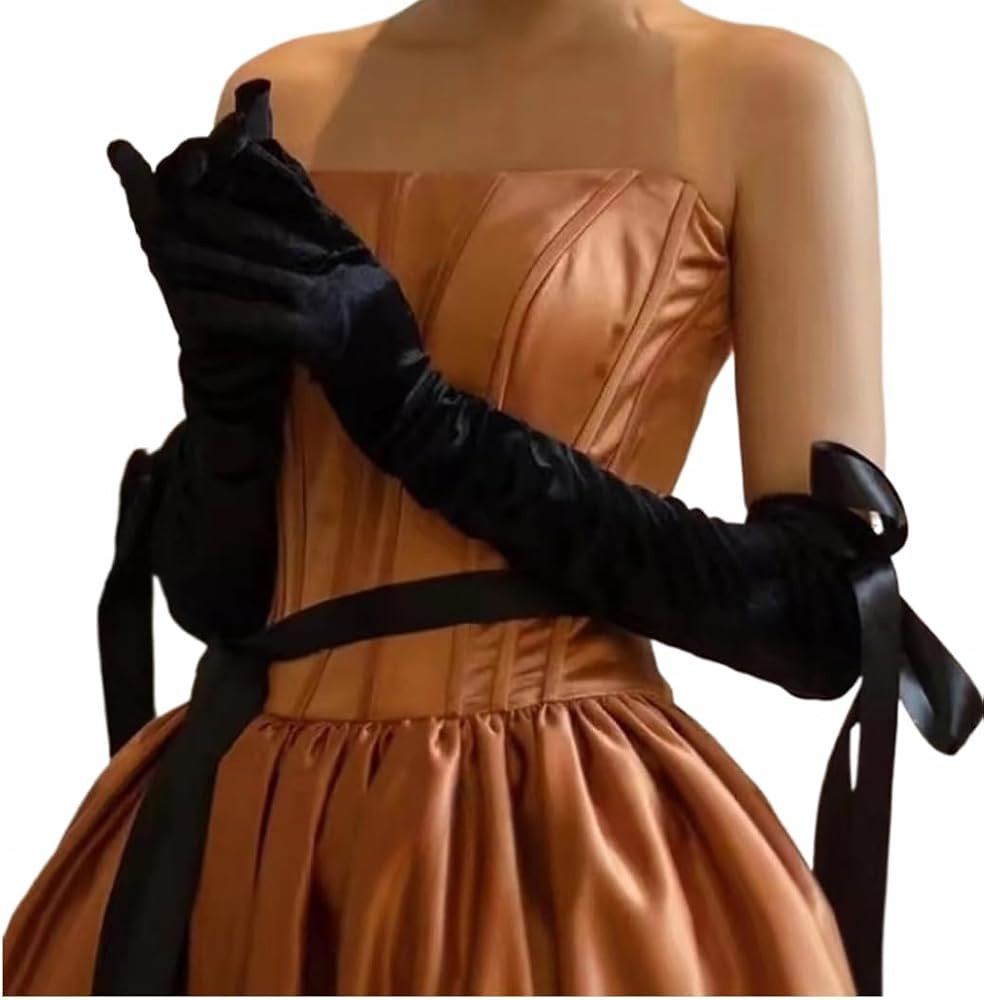 Ursumy 21”Long Opera Gloves Velvet Gloves 1920s Flapper Stretchy Elbow Length Sexy Elegant Glov... | Amazon (US)