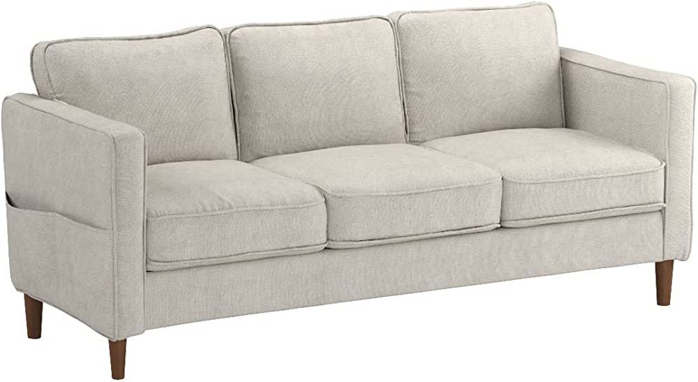 Mellow HANA Modern Linen Fabric Loveseat/Sofa/Couch with Armrest Pockets, Sand Grey | Amazon (US)