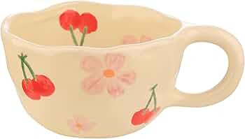 VanEnjoy Ceramic Cup, Cute Coffee Mug, Strawberry Mug, Aesthetic Coffee Mug, Retro Flower Mug, Ce... | Amazon (US)
