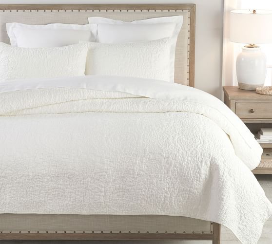 Belgian Flax Linen Floral Stitch Quilt & Shams | Pottery Barn (US)