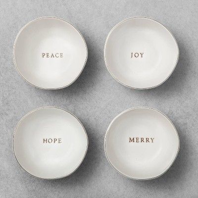 4ct Stoneware Seasonal Mini Bowls with Words Sour Cream - Hearth & Hand™ with Magnolia | Target