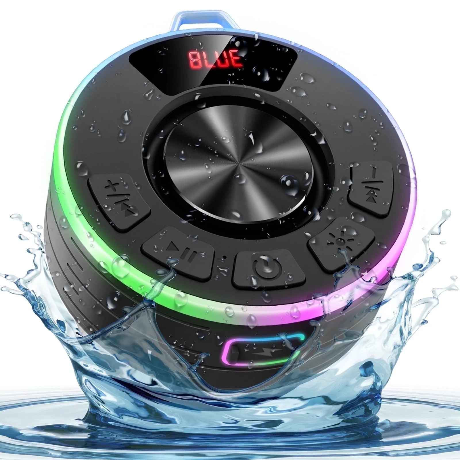 Tukio Bluetooth Speaker, lPX7 Waterproof Shower Portable Speaker with LED Light, Bluetooth 5.4 HD... | Walmart (US)