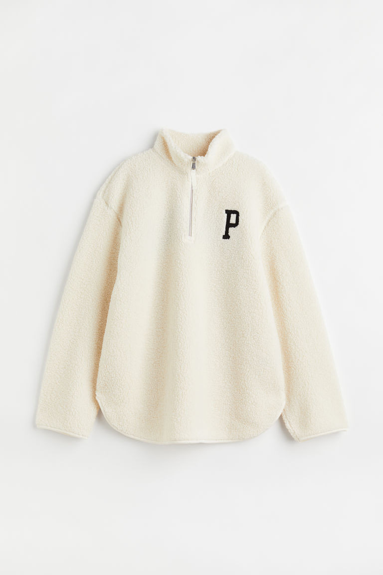 H & M - Zip-top teddy top - White | H&M (US + CA)