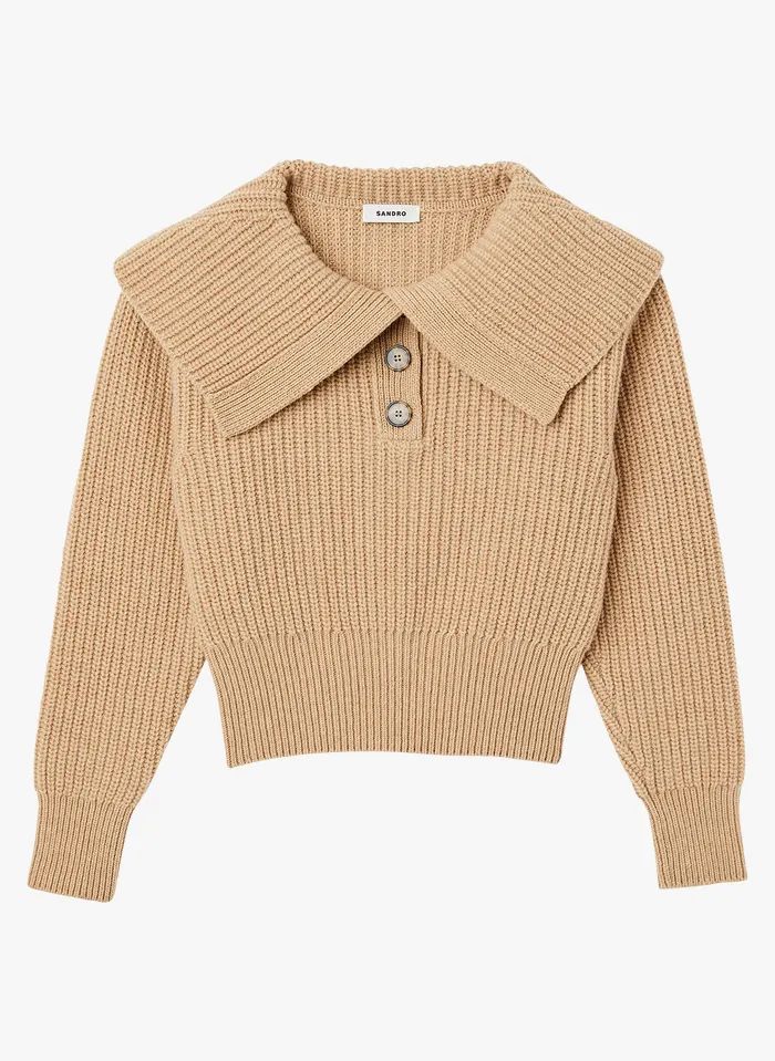 PULL COURT EN LAINE BEIGE SANDRO - FEMME | Place des Tendances | Place des tendances (FR)