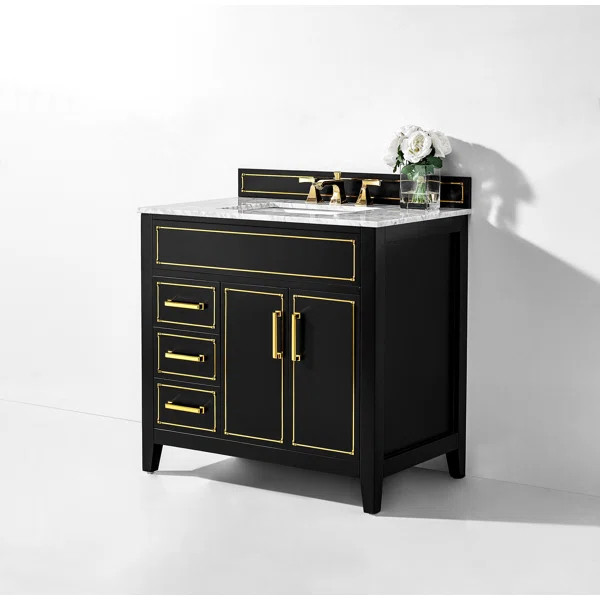 Aspen 36'' Free Standing Single Bathroom Vanity with Marble Top | Wayfair North America