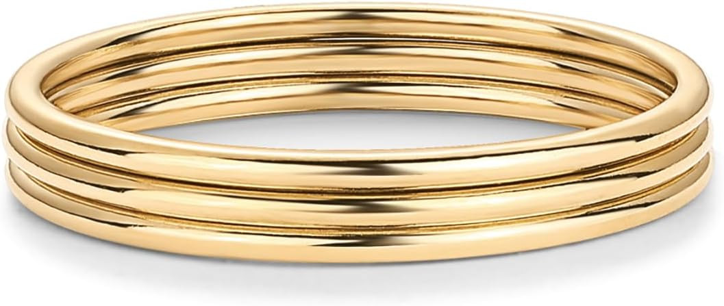PAVOI 14K Gold Plated Stackable Ring Pack for Women | Waterproof Stainless Steel Dainty Layering ... | Amazon (US)