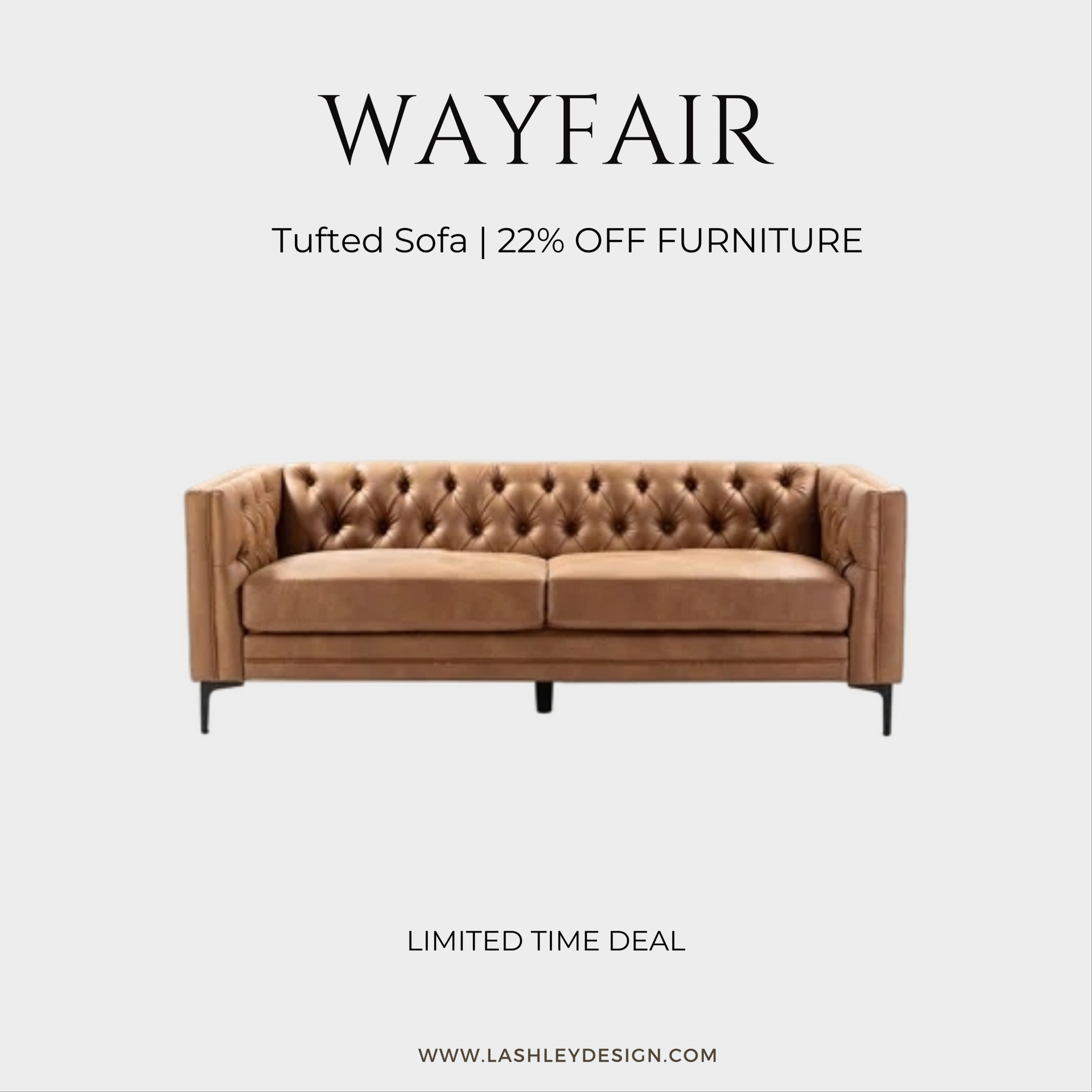 Snagged this dreamy tufted sofa from Wayfair — 22% off and full of cozy charm! Perfect for elevating your living room with a touch of elegance. #WayfairFinds #TuftedSofa #HomeDeals

#LTKActive #LTKU #LTKHome