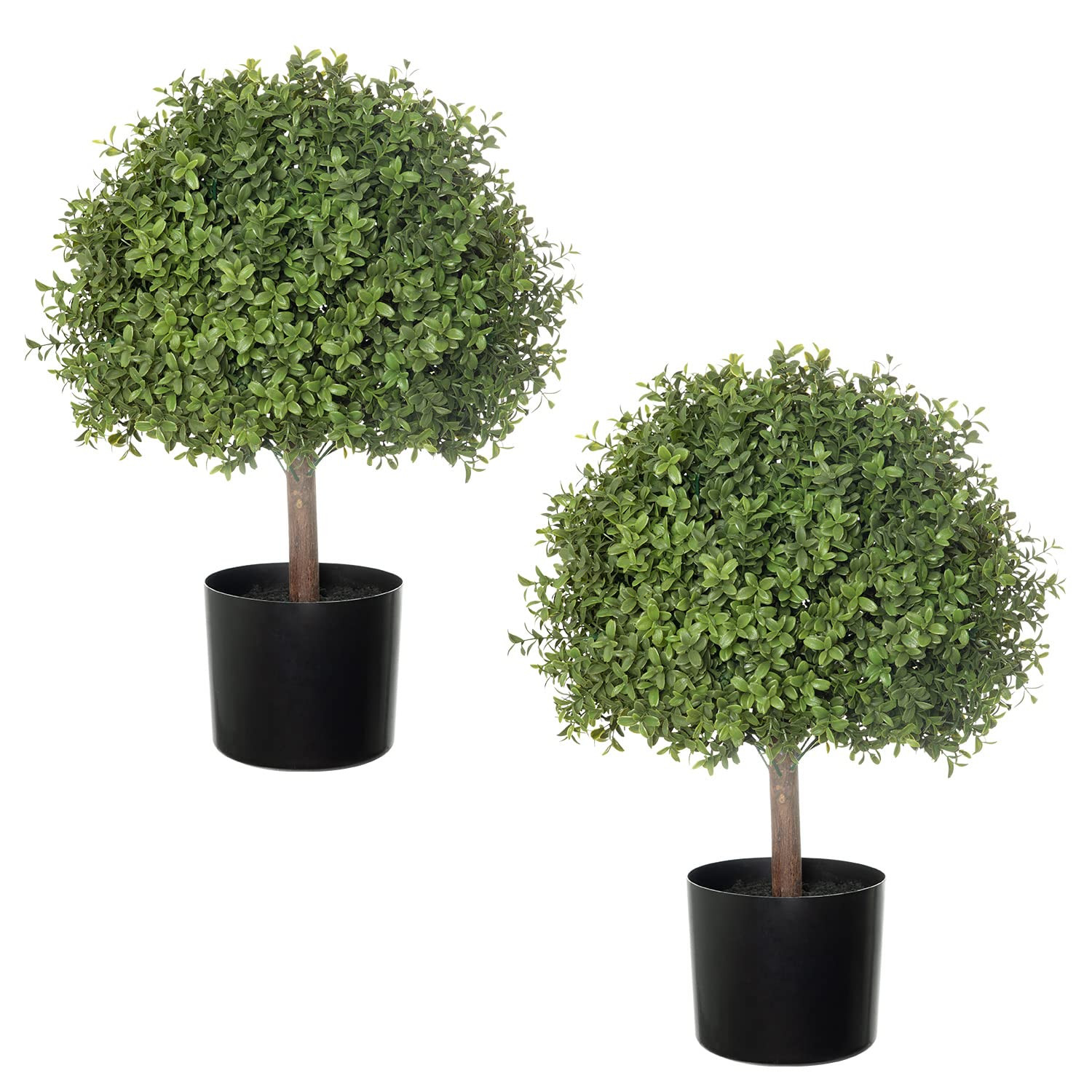 2 Pack 24.5inch Artificial Topiary Ball Plants, Faux Boxwood Ball in Pot, Fake Outdoor Plant for ... | Amazon (US)