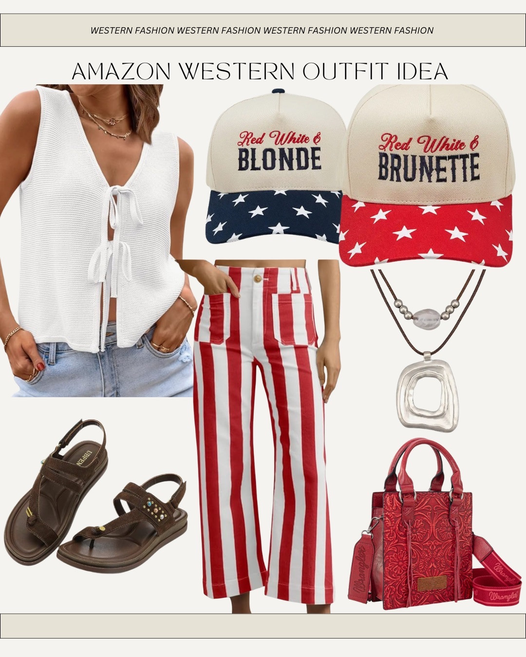 Amazon western outfit idea, red white, and blue casual summer outfit

#LTKgrwm #LTKootd