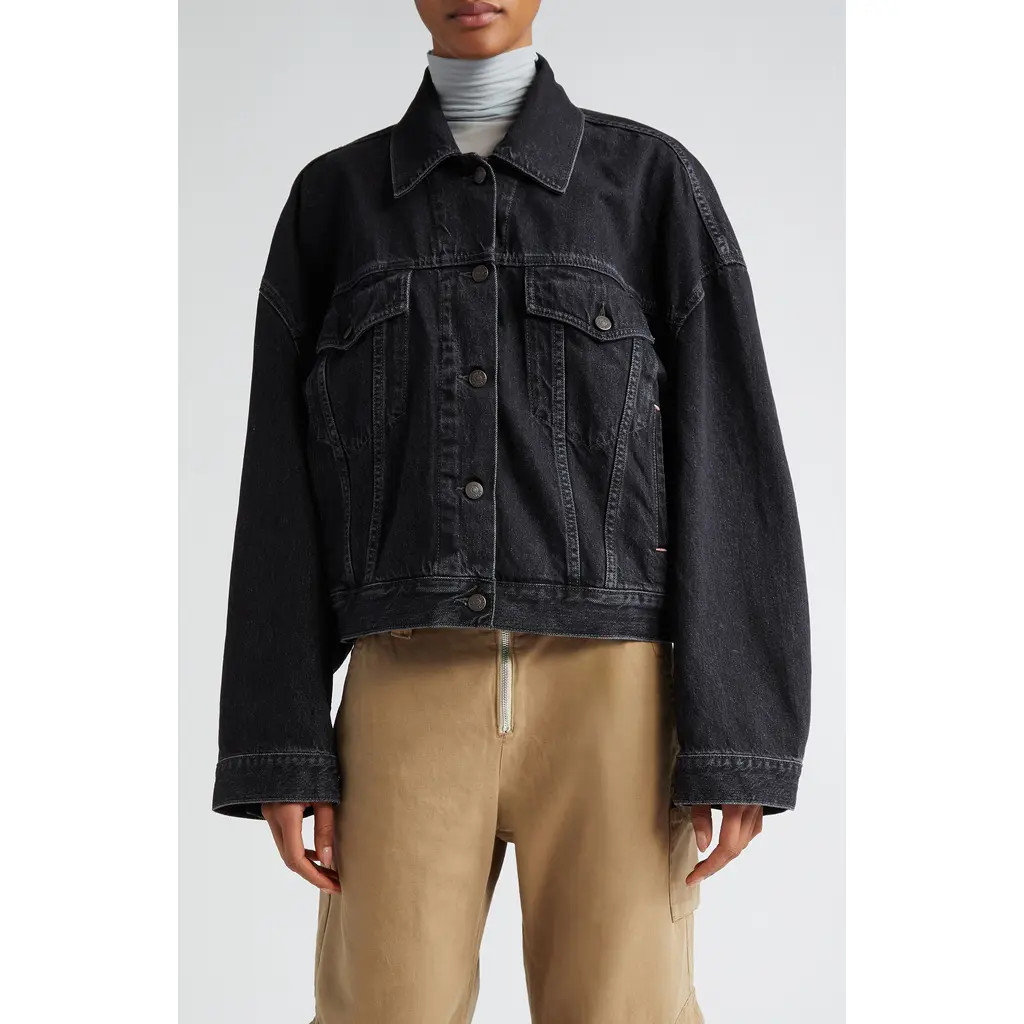 Acne Studios Morris Relaxed Fit Oversize Denim Jacket in Black at Nordstrom, Size 10 Us | Nordstrom