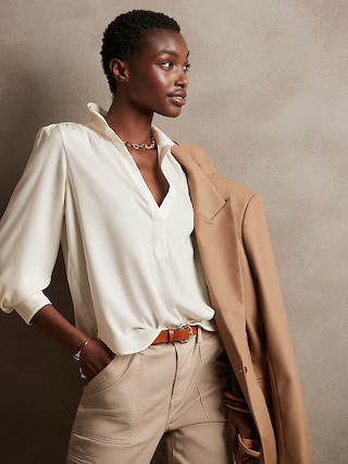 Silky Collar Blouse | Banana Republic Factory