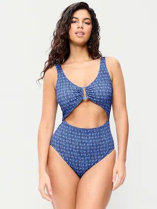 Textured One-Piece Cut-Out Swimsuit | Old Navy (CA)