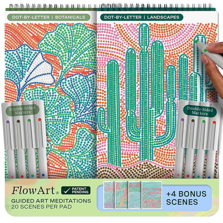 Lifelines FlowArt Activity Pad, 2-Pack - Guided Dot Art Meditations with Markers - Dot-by-Letter,... | Amazon (US)
