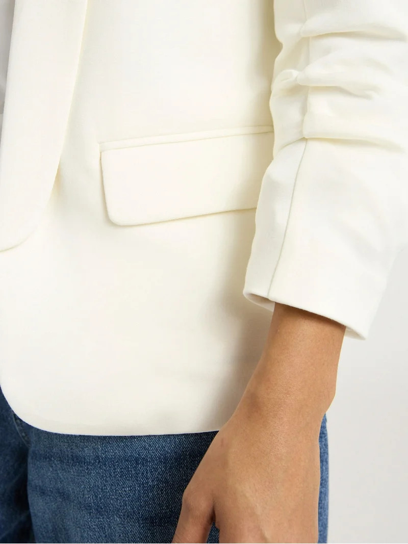 Scoop Women's and Women’s Plus Ultimate ScubaKnit Relaxed Blazer with Scrunch Sleeves, Sizes XS... | Walmart (US)