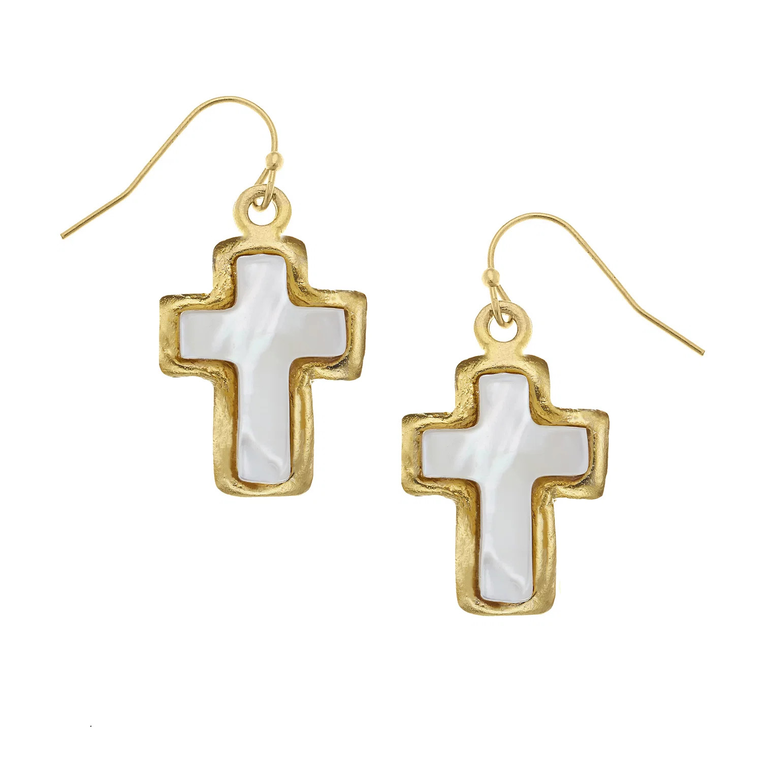 Small Mother of Pearl Cross Earrings | Susan Shaw
