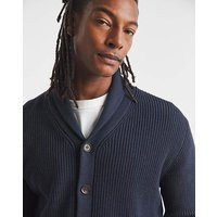 Fisherman Shawl Neck Knitted Cardigan Navy - Jacamo - Size: 4XL57/59 | JD Williams (UK)
