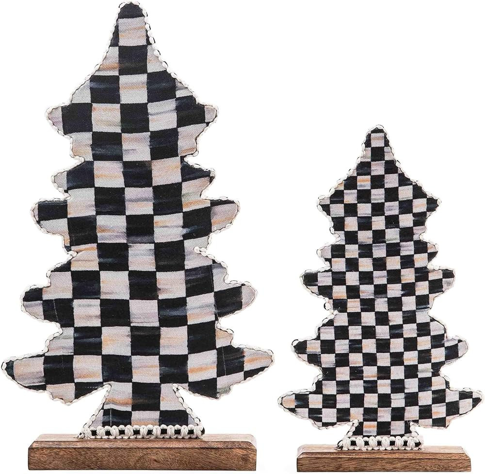 MACKENZIE-CHILDS Courtly Check Forest Tabletop Christmas Trees, Tabletop Christmas Decorations, S... | Amazon (US)