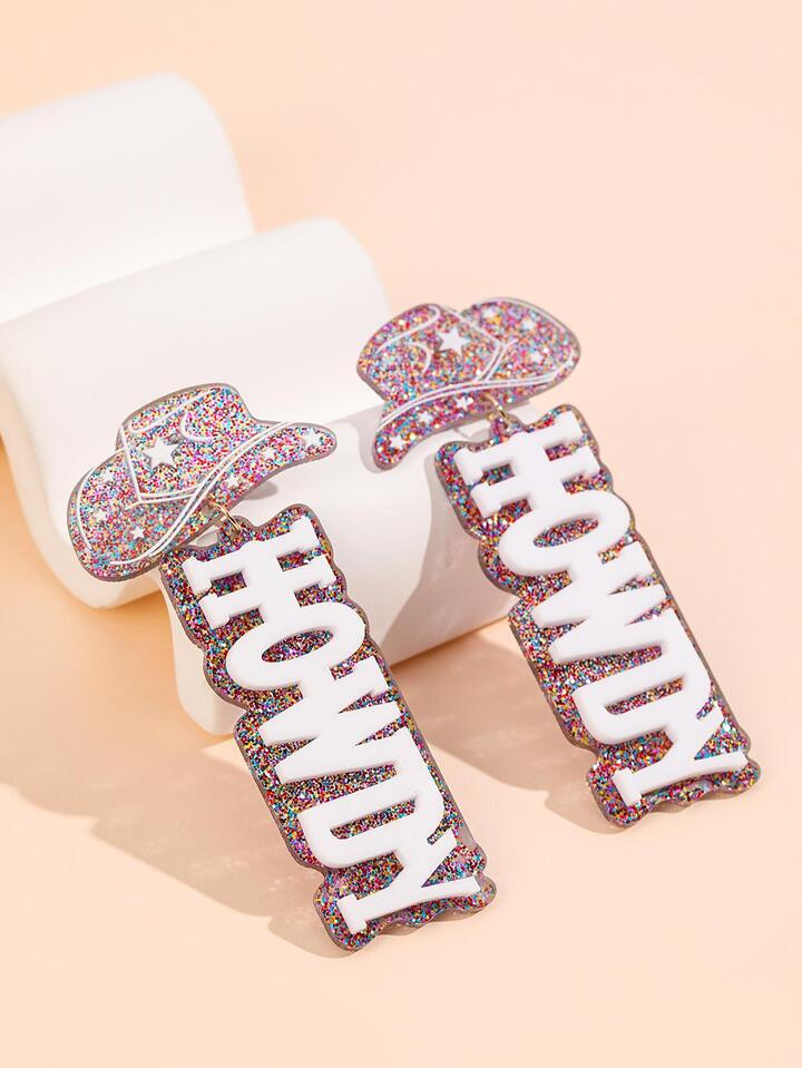Sequin Letter Decor Drop Earrings | SHEIN