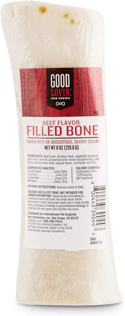 Good Lovin' Beef Flavor Filled Bone for Dogs, 8 oz.       Add to Logie | Amazon (US)