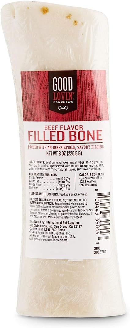 Good Lovin' Beef Flavor Filled Bone for Dogs, 8 oz.       Add to Logie | Amazon (US)