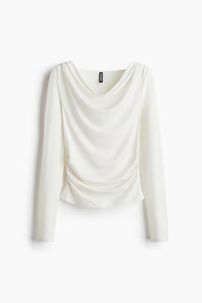 H & M - Draped Jersey Top - White | H&M (US + CA)