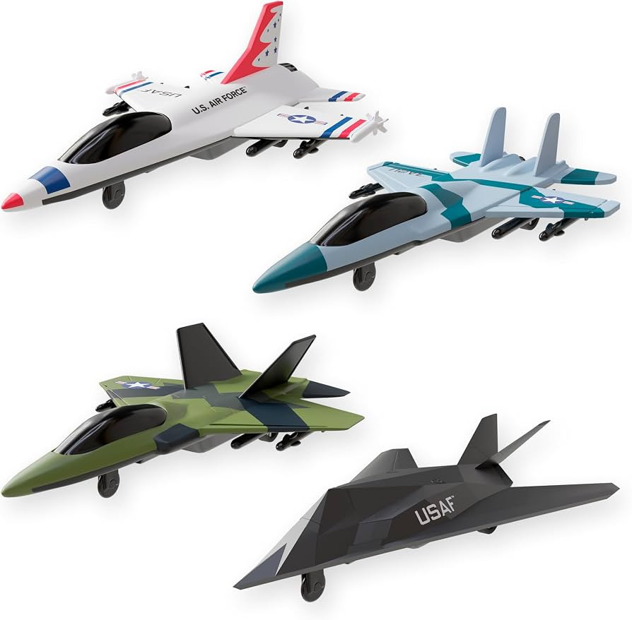 United Sates Air Force 4-Pack Toy Jet Squadron Die Cast Airplanes, Pull Back Military Fighter Jet... | Amazon (US)