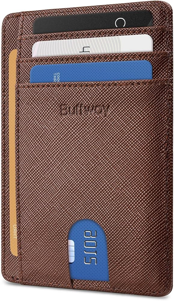 Buffway Slim Minimalist Front Pocket RFID Blocking Leather Wallets for Men and Women - Cross Coff... | Amazon (US)