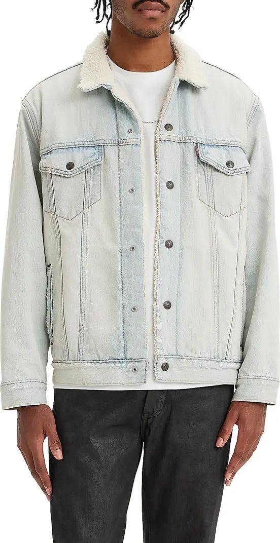 Faux Shearling Lined Relaxed Fit Denim Trucker Jacket | Nordstrom