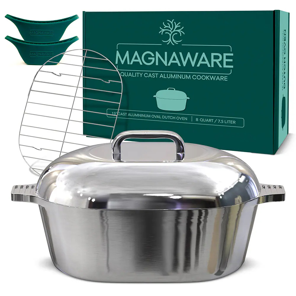 MAGNAWARE 8 Qt Cast Aluminum Oval Dutch Oven with Lid - Serves 8-12 - Ideal for Cajun Cooking | JT-TURQ-N79O | Lowe's