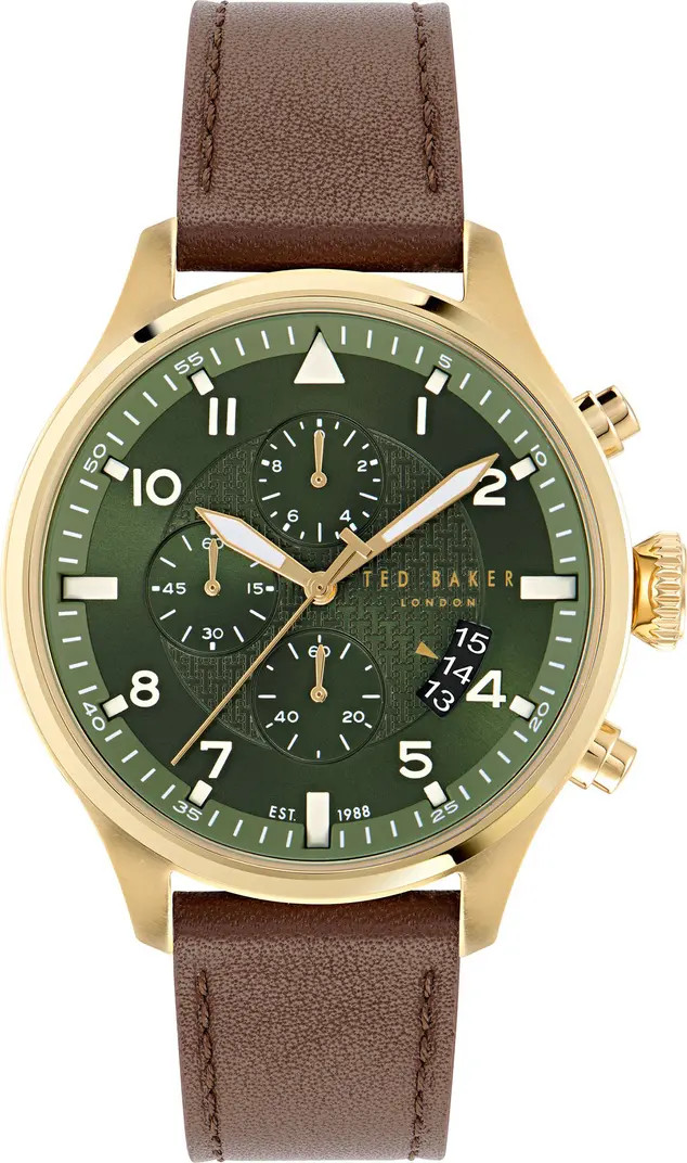 Ted Baker Fulmaar Chronograph Leather Strap Watch, 44mm | Nordstrom | Nordstrom