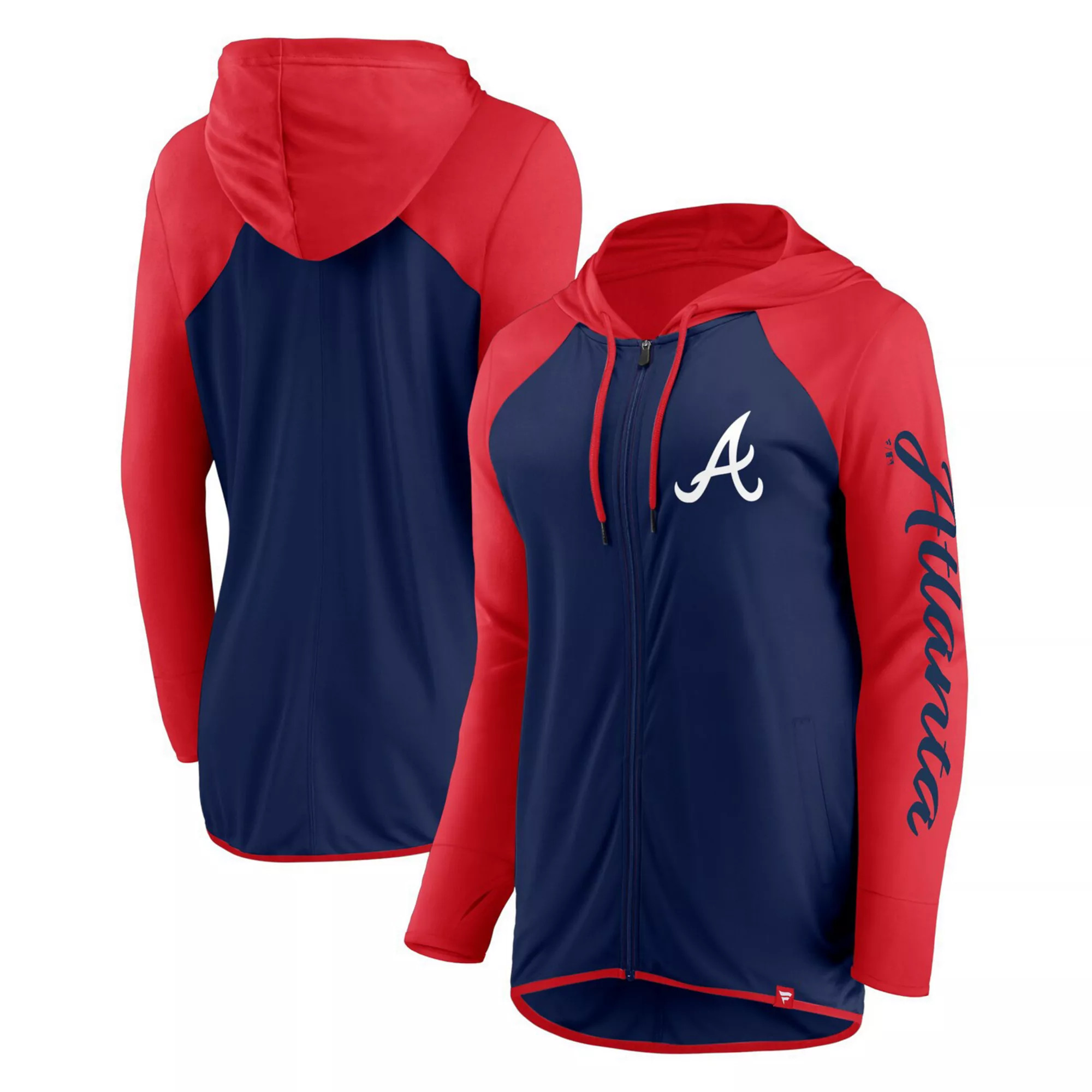 Women's Fanatics Navy/Red Atlanta Braves Script Sleeve Full-Zip Hoodie | Kohl's