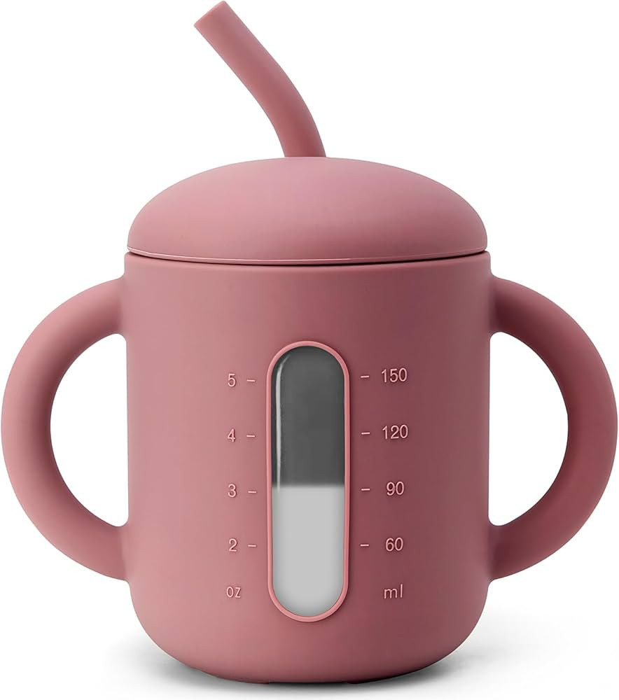 SAMiGO Silicone Sippy Cup, Baby Straw Cup for 6 12 18 Months, Sippy Cup with Straw for Toddlers 1... | Amazon (US)