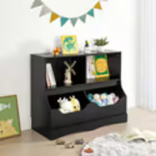HOMESTOCK Black Kids Toy Storage with Bookshelves 68241 - The Home Depot | The Home Depot