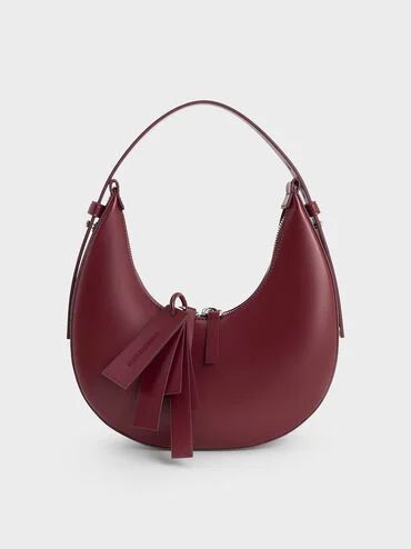 Carey Crescent Hobo Bag
 - Burgundy | Charles & Keith UK