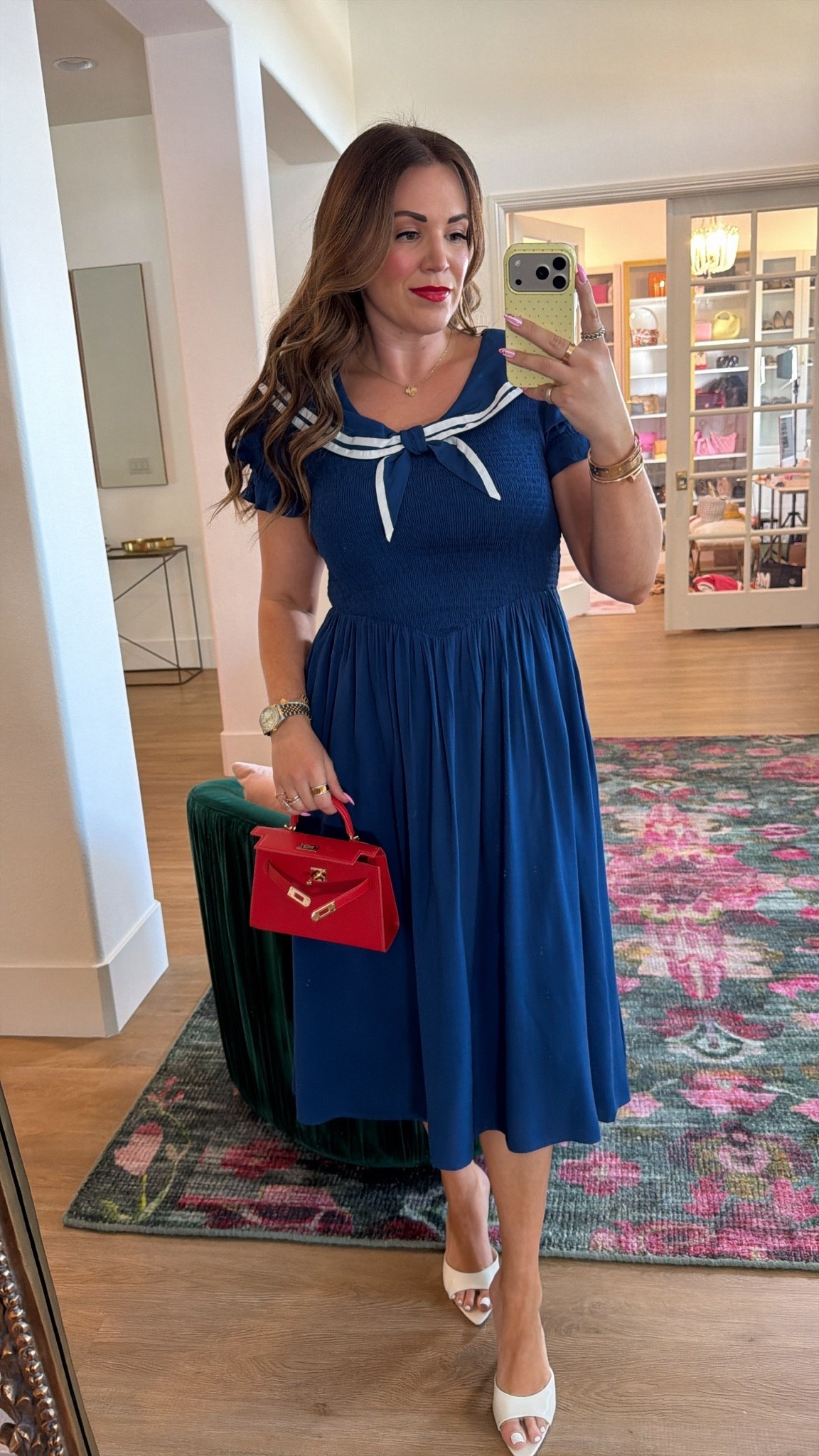 curvy midsize red white and blue outfit! wearing size large in navy + white midi dress! so cute for the 4th of July weekend coming up 💙 comes in mini size too!

#LTKSeasonal #LTKMidsize