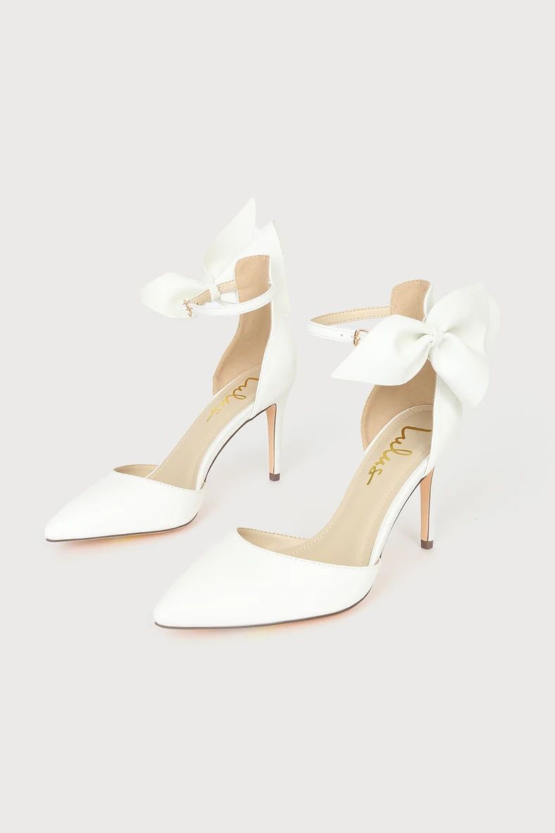 Lizaa White Bow Ankle Strap Pumps | Lulus (US)