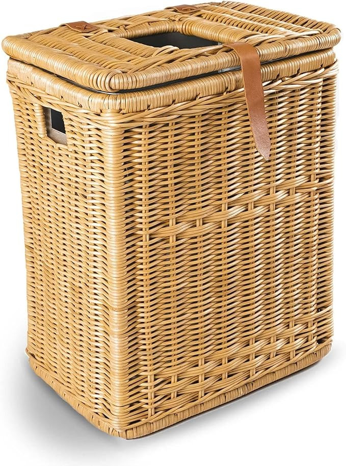 The Basket Lady Drop-in Wicker Rectangular Trash Basket with Metal Liner, 20 in L x 13 in W x 24 ... | Amazon (US)